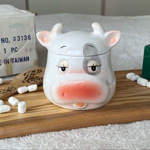 Cute VINTAGE kitsch cow ceramic mug with lid